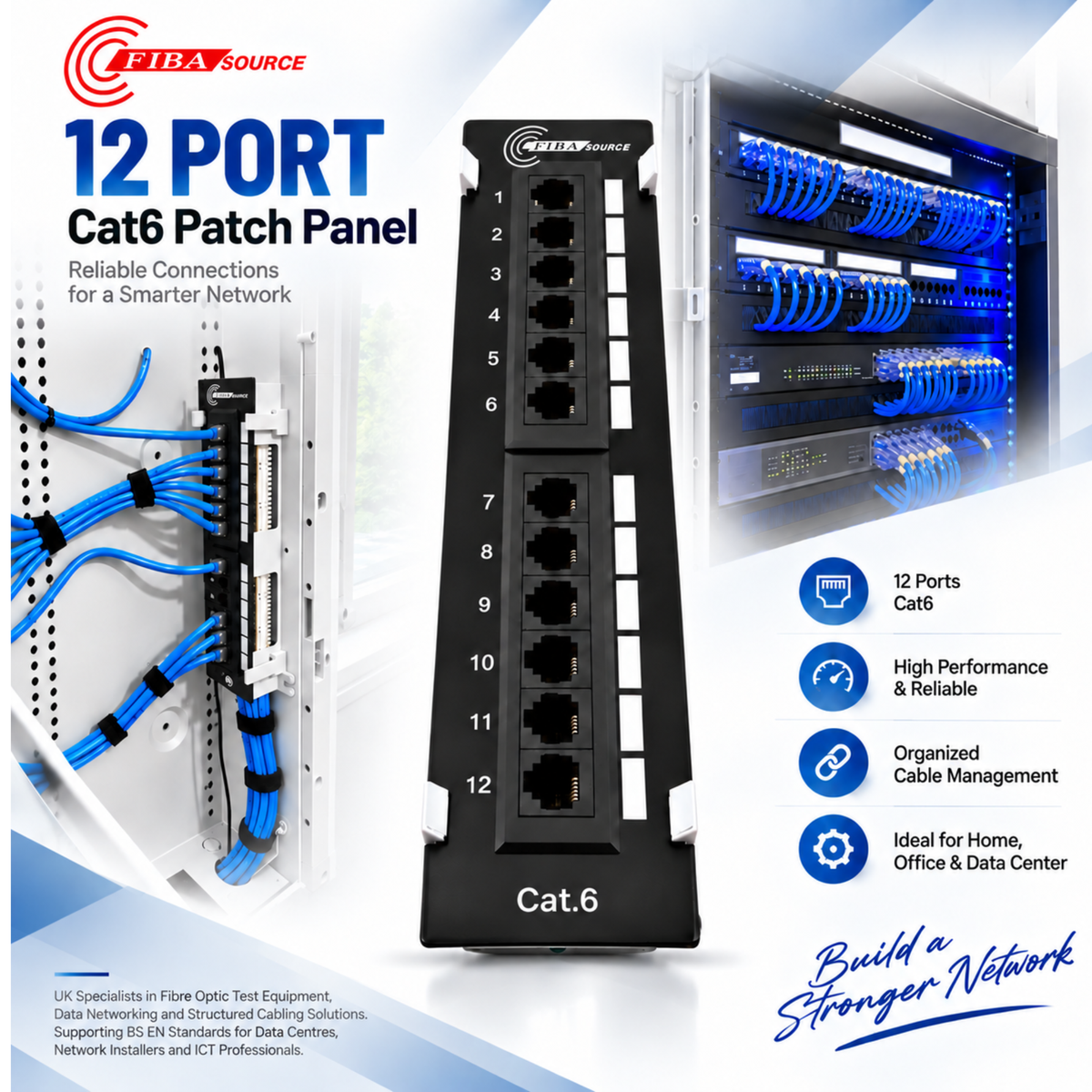 FIBAsource 12 port Cat6 Patch Panel