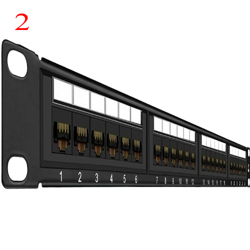 FIBAsource Cat 6 24-Port Patch Panel with 10G Ethernet support. Features punch down installation, gold-plated 8P8C pins for reliable connections, and compatibility with Cat6, Cat5e, and Cat5 cables. Designed for standard 1U, 19-inch racks, wall, or cabinet mounts. Includes cable management tools like zip ties and screws for organized setup. Quick reference 568B labelling for easy installation.
