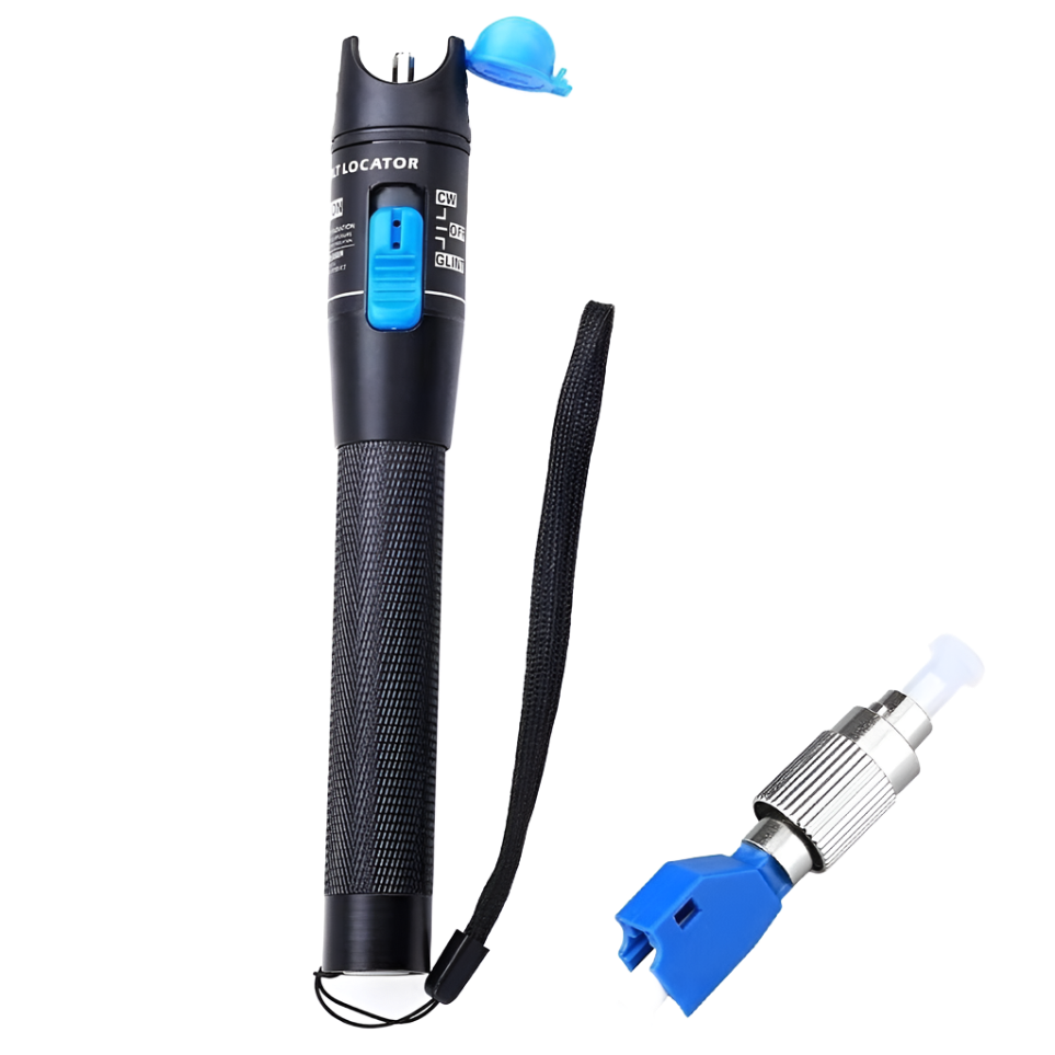 5mW Visual Fault Locator for identifying breaks and bends in fibre optic cables, available at FIBAsource.