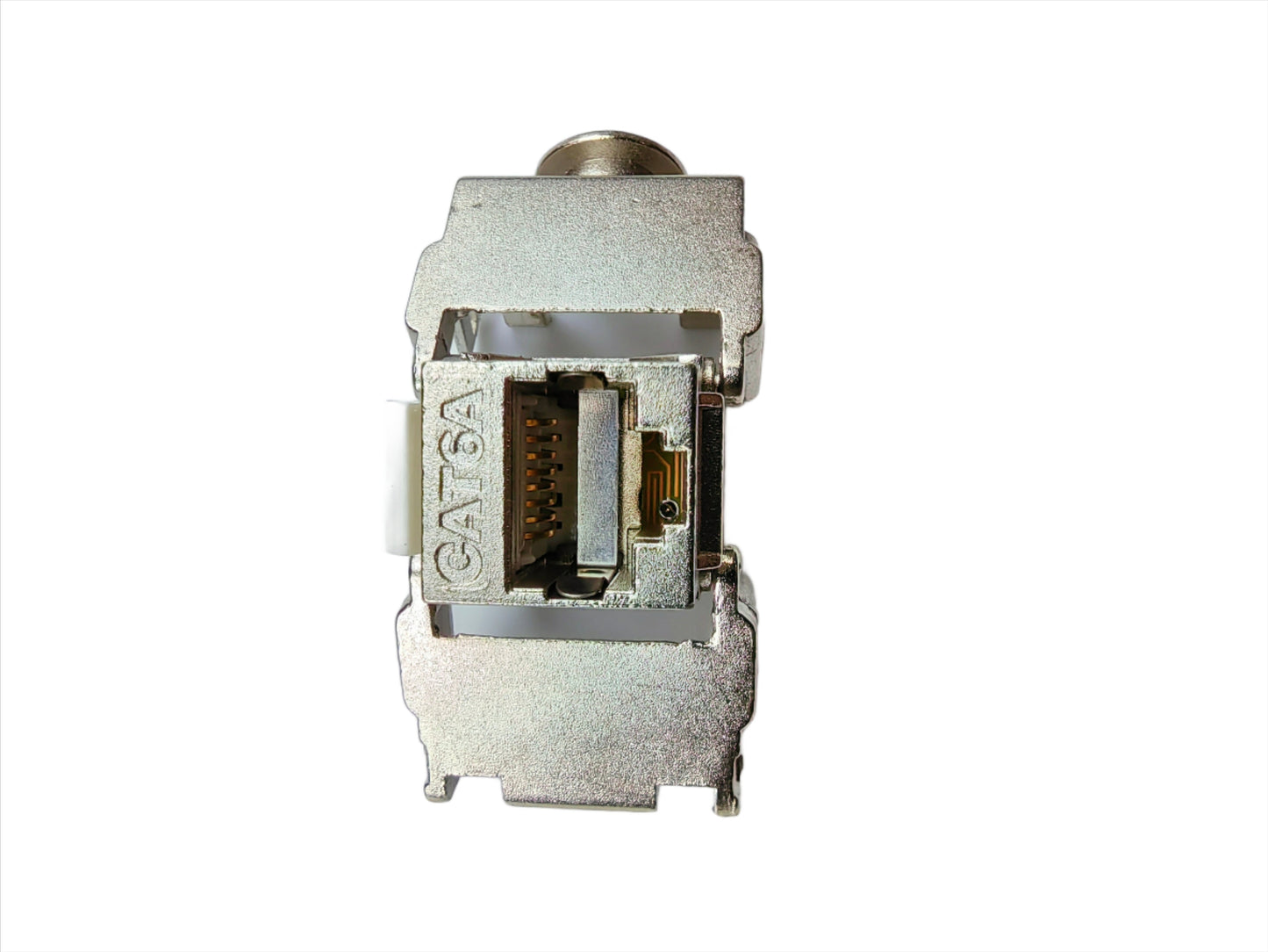 FIBAsource Cat6A Shielded Keystone Jack, offering 10Gbit Ethernet performance with advanced shielding to minimize signal loss and prevent interference. Durable design ensures long-term reliability, while user-friendly installation makes it ideal for professionals and DIY enthusiasts. Compatible with Cat6A RJ45 Ethernet connections, delivering robust, high-speed network performance.