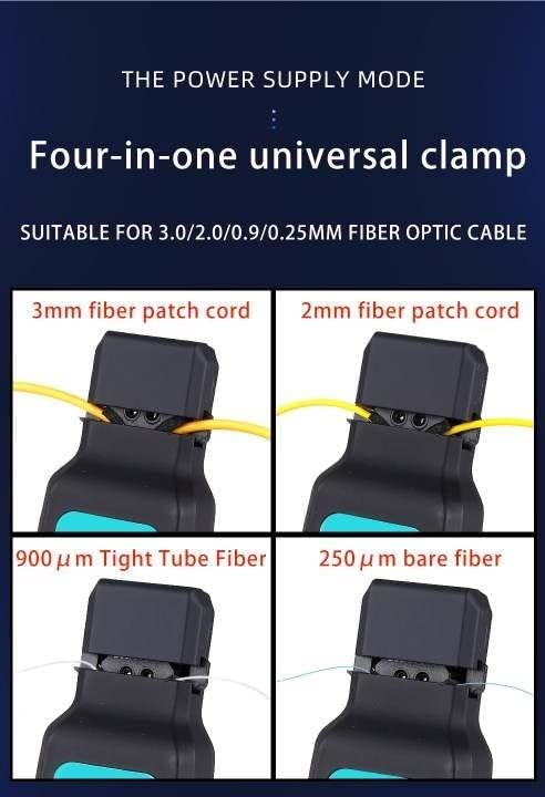 FIber Identifier for detecting live fibres in fibre optic networks, available at FIBAsource. Head changing