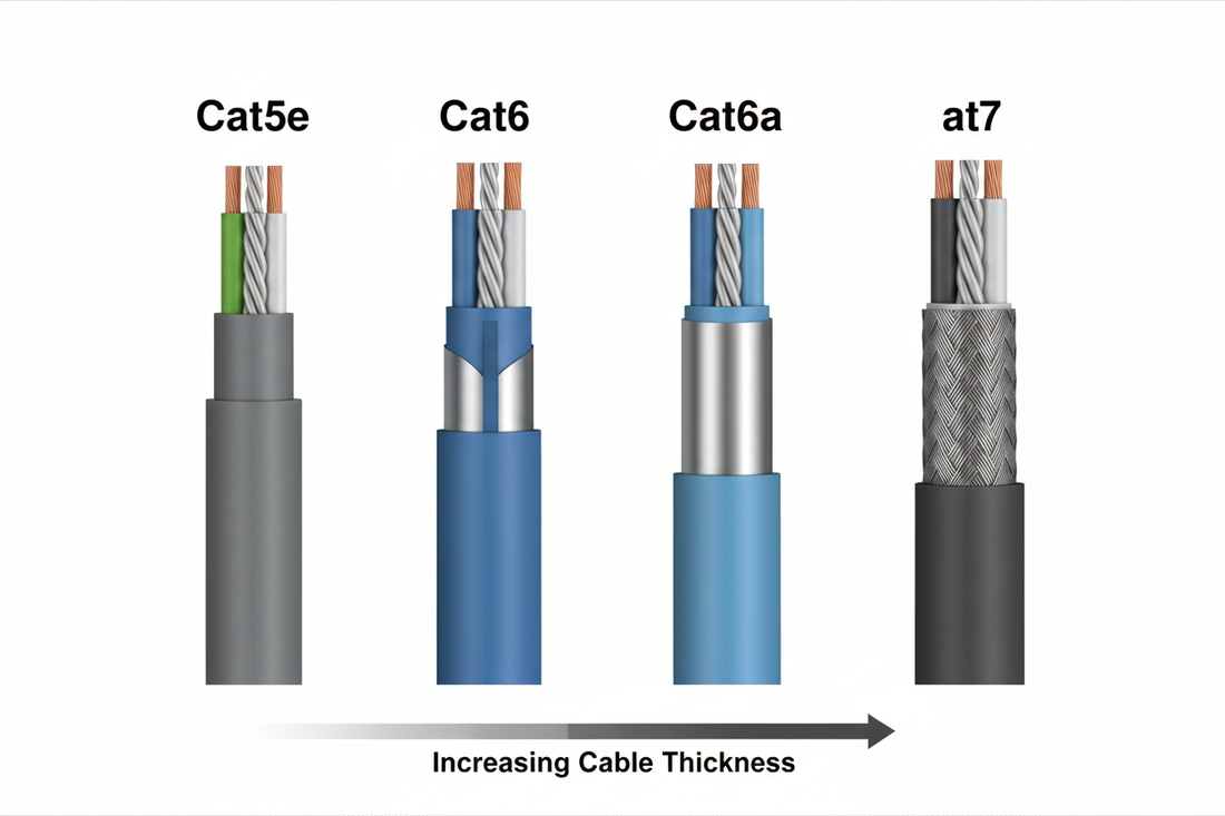 Cat5e vs Cat6 vs Cat6a vs Cat7 Cable: Complete Specification Comparison Guide