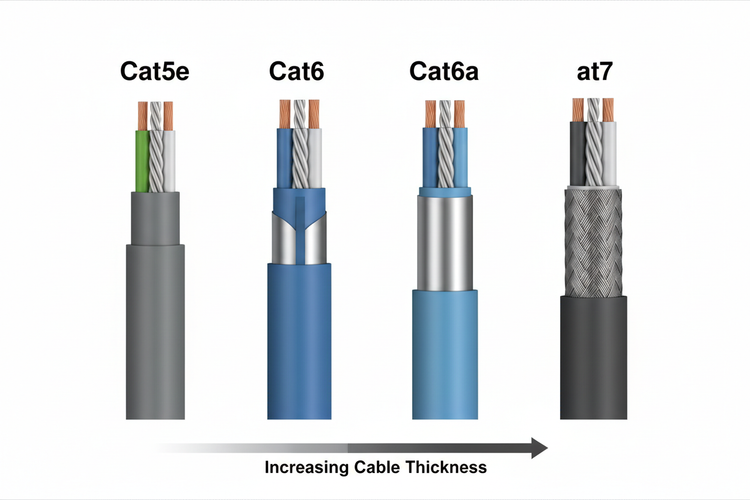 Cat5e vs Cat6 vs Cat6a vs Cat7 Cable: Specifications & Differences ...