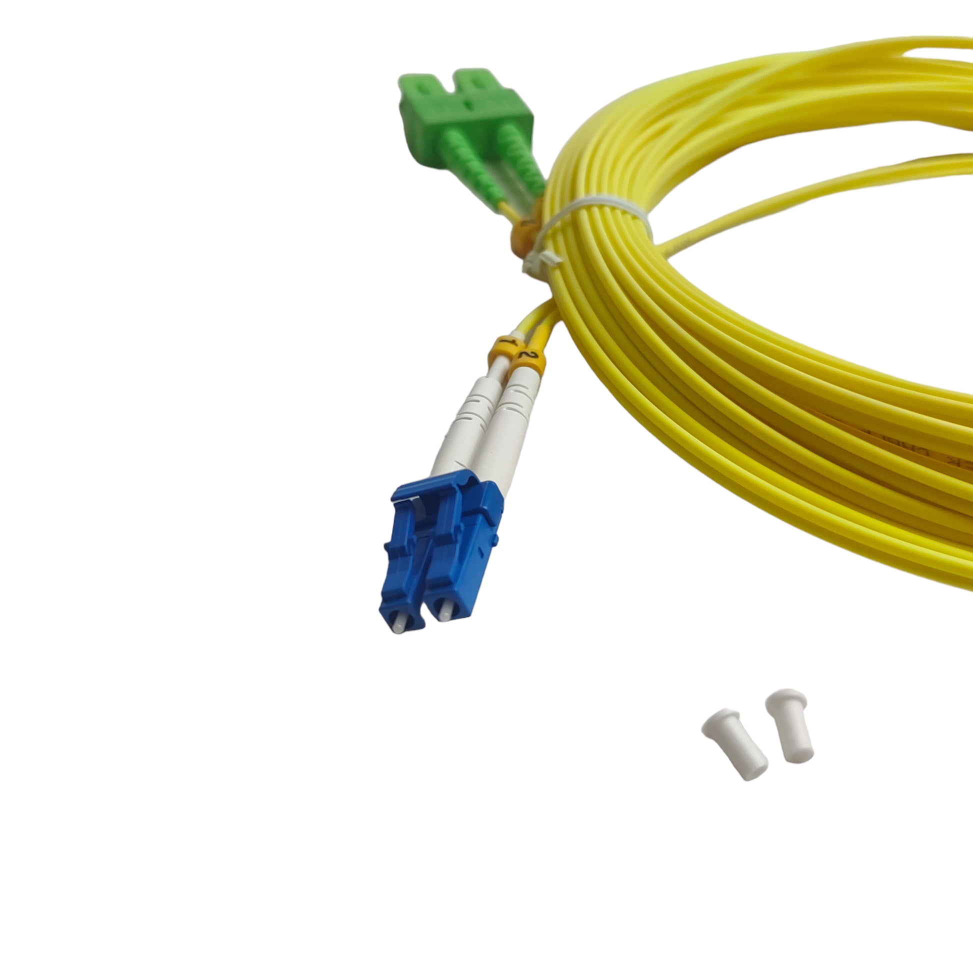 10m sc - lc single mode duplex Fibre Optic Patch Cord for efficient data transmission, available in multiple lengths at FIBAsource