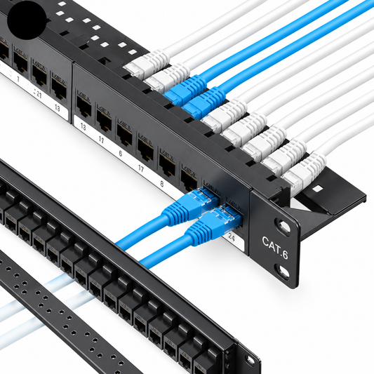 Cat 6 24 Port Patch Panel, 10G Support with Inline Keystone