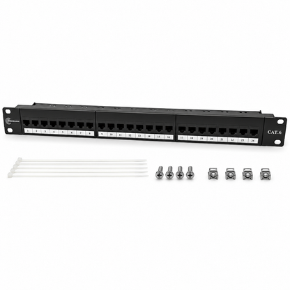 Cat 6 24 Port Patch Panel, 10G Support with Inline Keystone