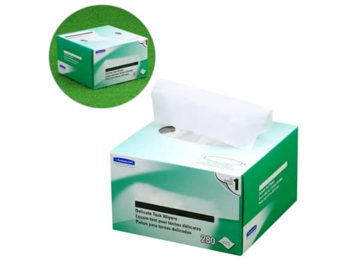 FIBAsource 280pcs Delicate Task Wiper Box for Optical Fiber Cleaning. Anti-static, dust-free wipes in compact packaging, ideal for delicate fiber optic maintenance. Suitable for scientific and optical applications, open and closed