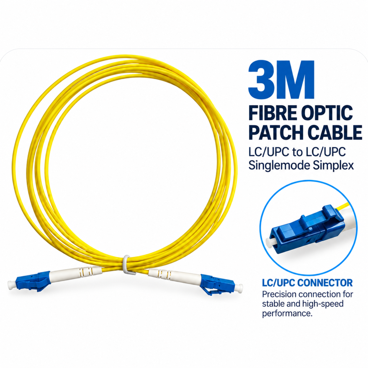 3M Fibre Optic Patch Cable 3m LC/UPC to LC/UPC Singlemode Simplex
