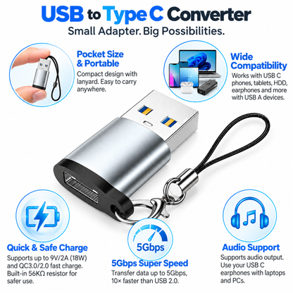 USB 3.0 Male to Type C Female Adaptor