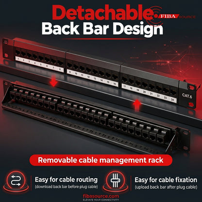 Cat 6 24 Port Patch Panel, 10G Support with Inline Keystone