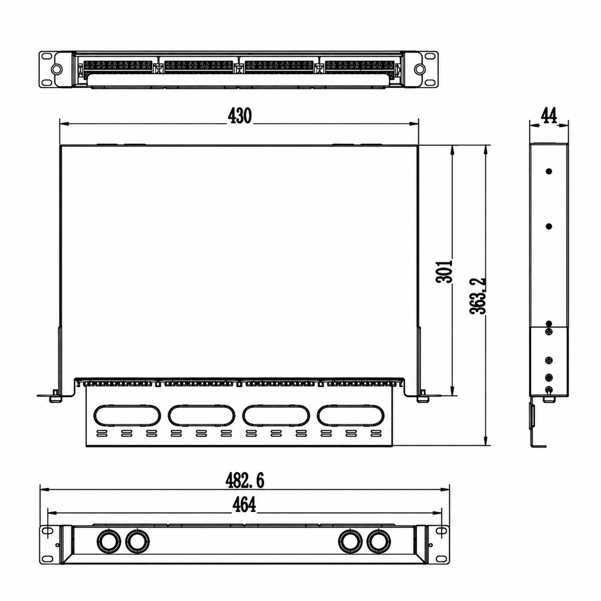 FIBAsource 1U 96 Core MPO/MTP Fibre Patch Panel — LC OM4 Duplex, Sliding Drawer, Modular Cassette Design