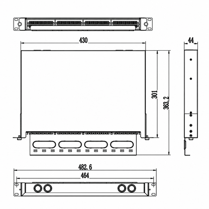 FIBAsource 1U 96 Core MPO/MTP Fibre Patch Panel — LC OM4 Duplex, Sliding Drawer, Modular Cassette Design