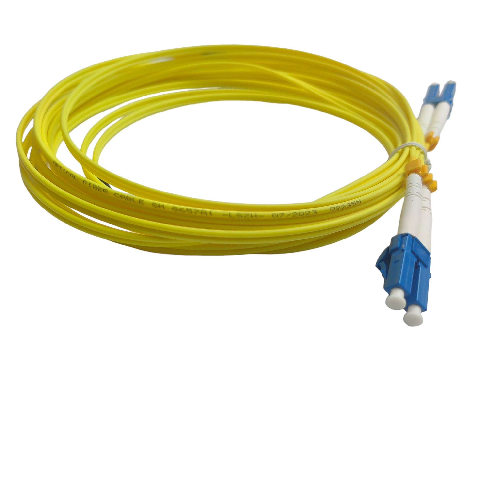5m lc - lc single mode duplex Fibre Optic Patch Cord for efficient data transmission, available in multiple lengths at FIBAsource