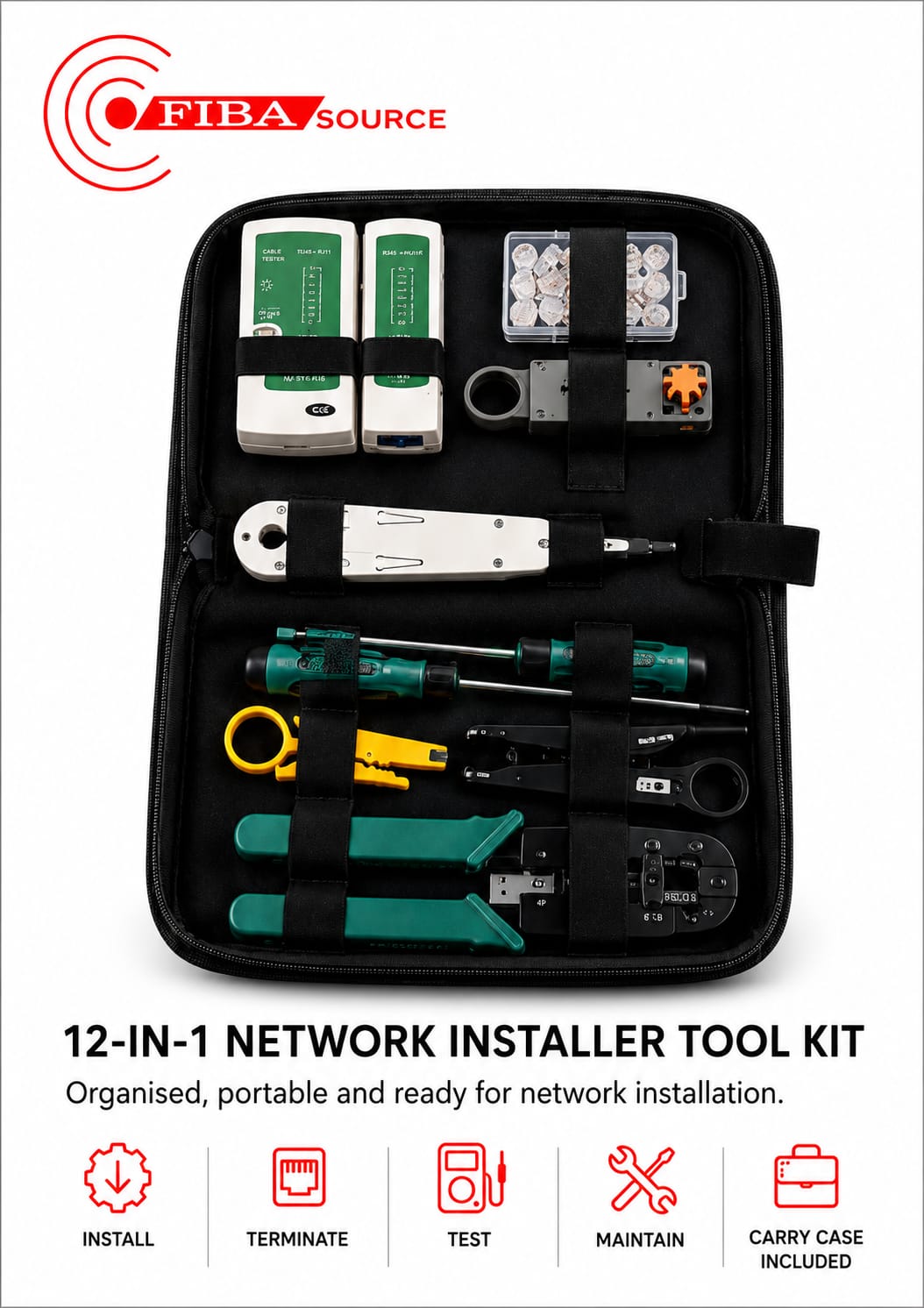 Fibasource 12-in-1 Professional Network Installer Tool Kit
