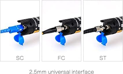 10mW Visual Fault Locator for identifying breaks and bends in fibre optic cables, available at FIBAsource. 2.5mm universal interface