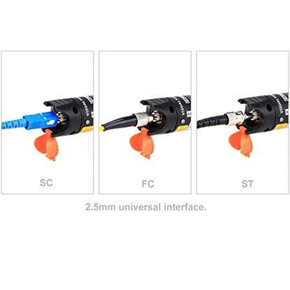 10mW Visual Fault Locator for identifying breaks and bends in fibre optic cables, available at FIBAsource. 2.5mm universal interface