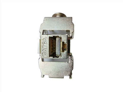 FIBAsource Cat6A Shielded Keystone Jack, offering 10Gbit Ethernet performance with advanced shielding to minimize signal loss and prevent interference. Durable design ensures long-term reliability, while user-friendly installation makes it ideal for professionals and DIY enthusiasts. Compatible with Cat6A RJ45 Ethernet connections, delivering robust, high-speed network performance.