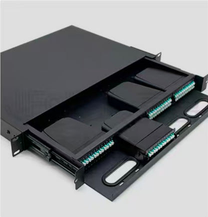 FIBAsource 1U 96 Core MPO/MTP Fibre Patch Panel — LC OM4 Duplex, Sliding Drawer, Modular Cassette Design