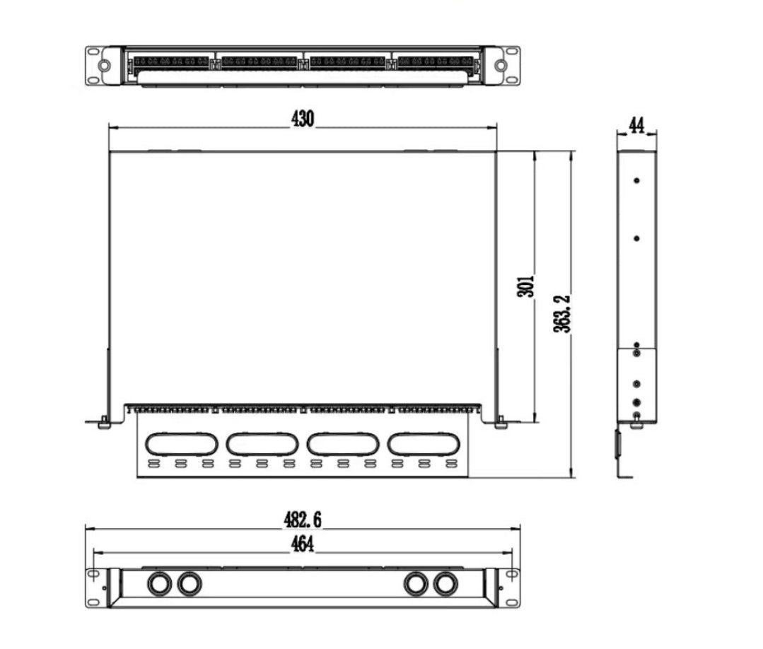 FIBAsource 1U 96 Core MPO/MTP Fibre Patch Panel — LC OM4 Duplex, Sliding Drawer, Modular Cassette Design