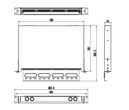 FIBAsource 1U 96 Core MPO/MTP Fibre Patch Panel — LC OM4 Duplex, Sliding Drawer, Modular Cassette Design
