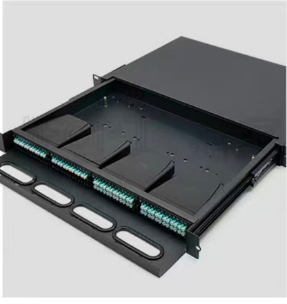 FIBAsource 1U 96 Core MPO/MTP Fibre Patch Panel — LC OM4 Duplex, Sliding Drawer, Modular Cassette Design